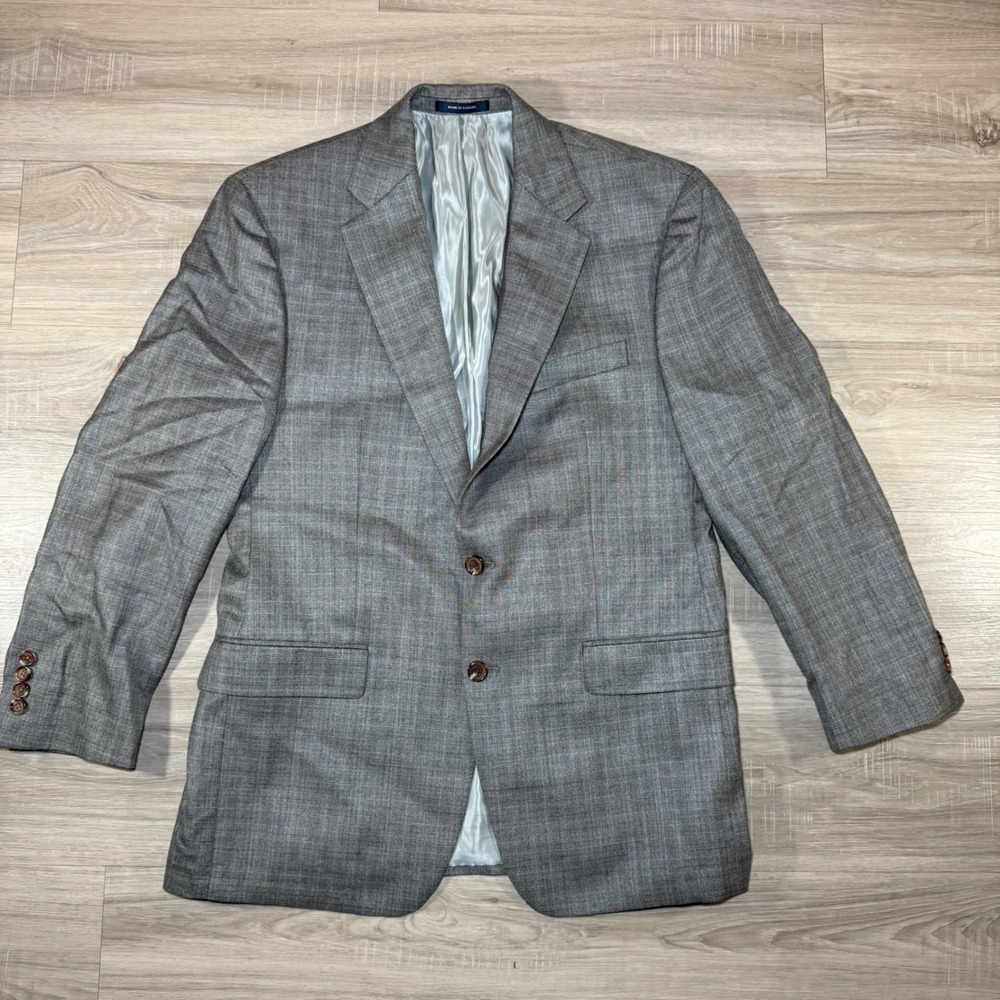 Ralph Lauren Dillard's Gray Plaid Wool Silk Blazer Jacket Men's‎ 42R Made Canada